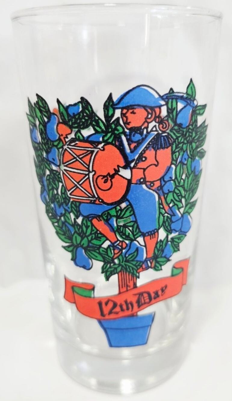 12th Day Vtg Indiana Glass 12 Days of Christmas Glass Tumbler Replacement Glass
